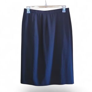 Black Pencil Skirt Above Knee Women's Size 14 Lined Back Slit Back Zipper Sleek